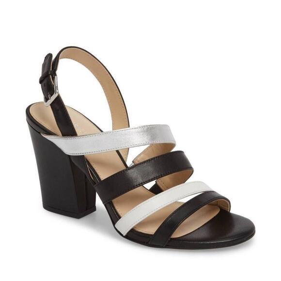 Botkier Sera colorblock caged block heel ankle strap dress sandals black 8.5 - Picture 1 of 15